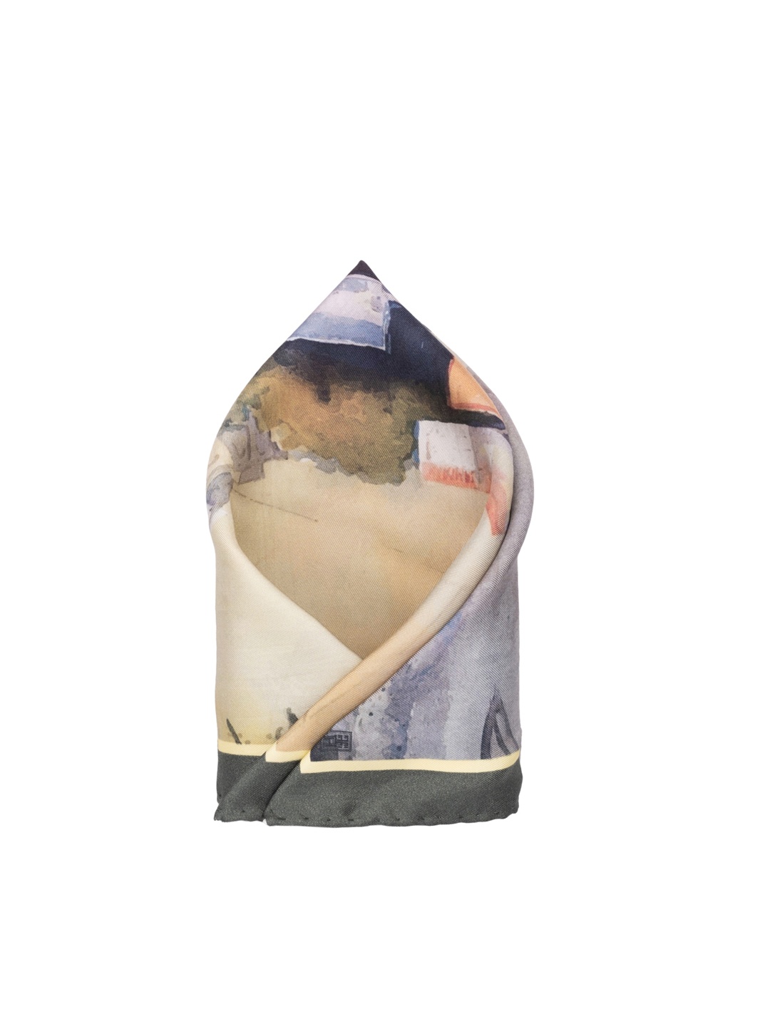 The Tie Hub Printed Pure Silk Pocket Square, Olive