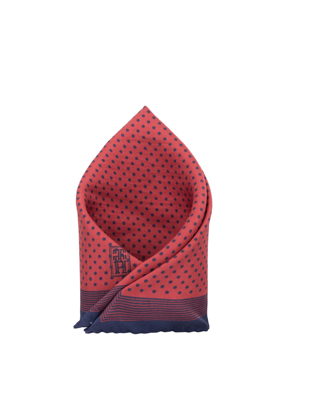 

The Tie Hub Polka Dots Printed Pure Silk Pocket Square, Red