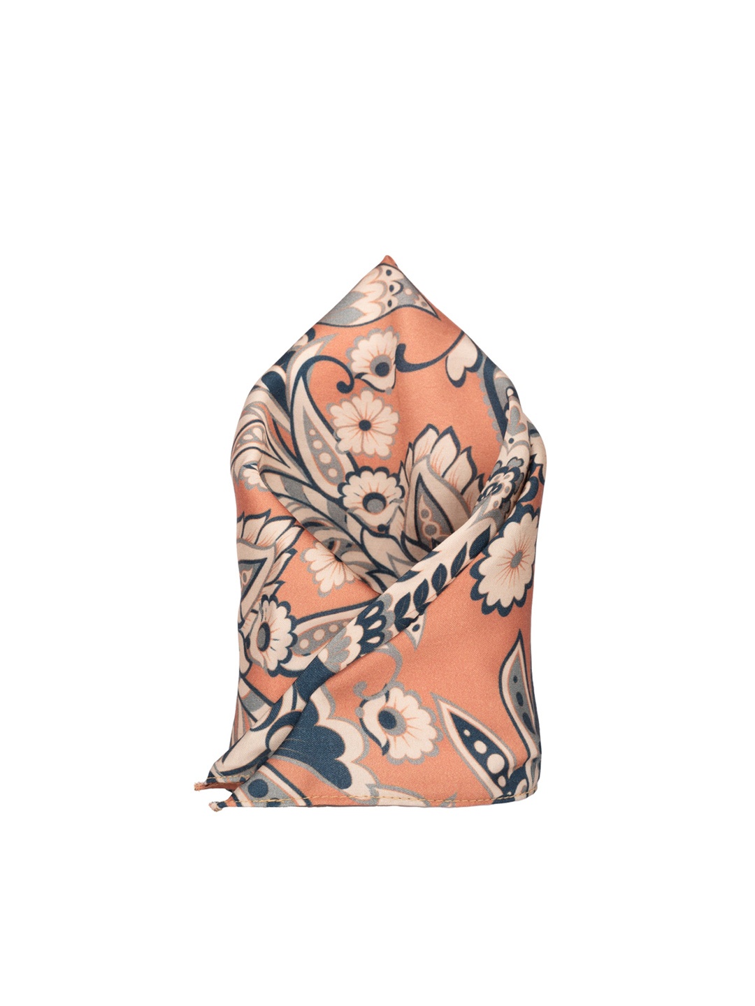 

The Tie Hub Printed Pure Silk Pocket Squares, Orange