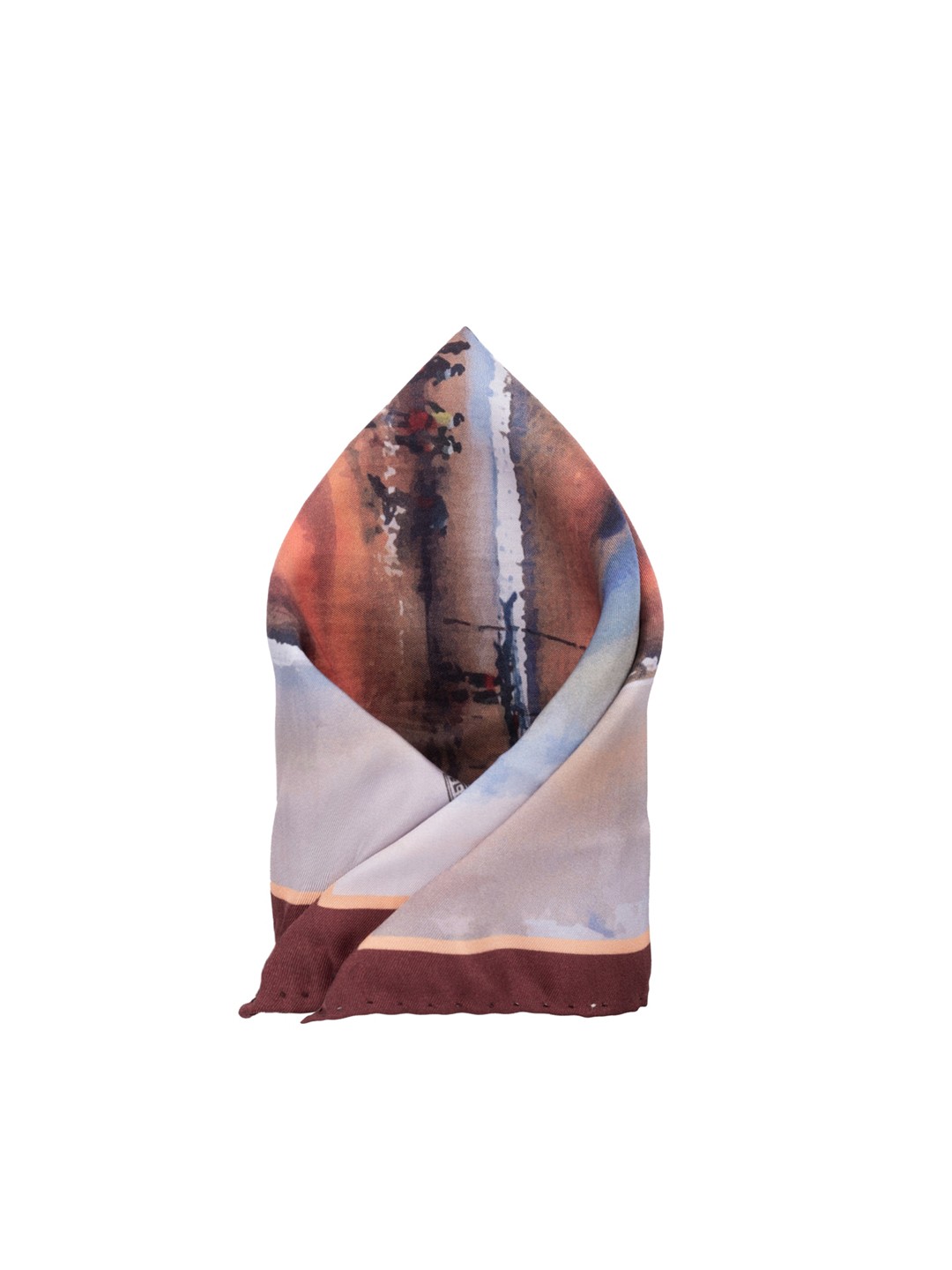 

The Tie Hub Printed Pure Silk Pocket Square, Brown