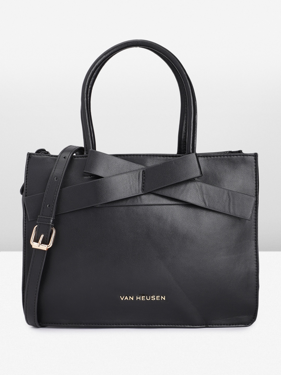 

Van Heusen Solid Handheld Bag with Bow Detail, Black