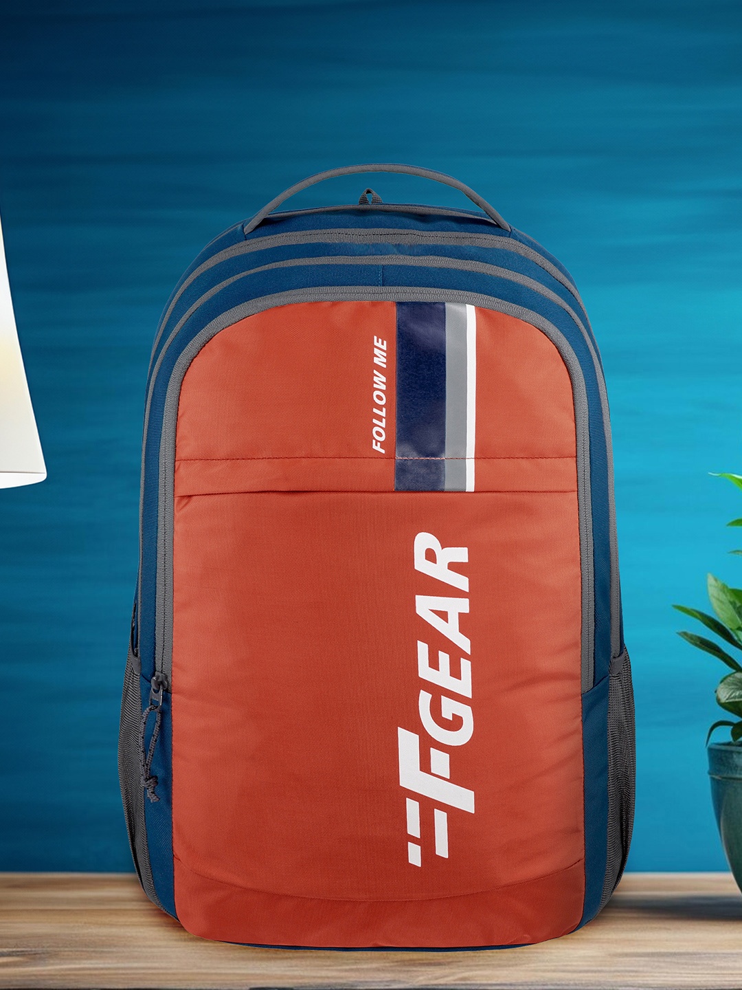 

F Gear Unisex Typography Printed Water Resistance Padded Backpack, Blue