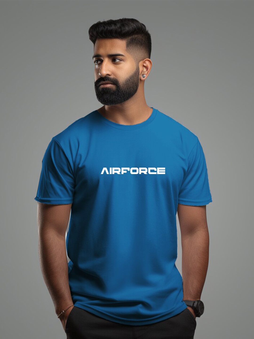 

Aero Armour Unisex Airforce Pride Typography Printed Pure Cotton T-Shirt, Blue