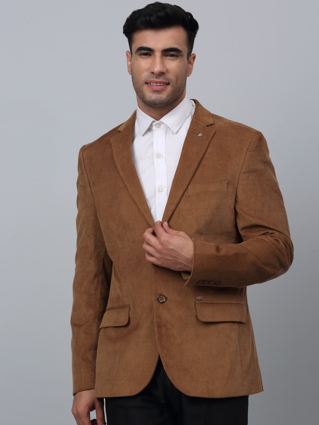 

Cantabil Single-Breasted Corduroy Formal Blazer, Brown