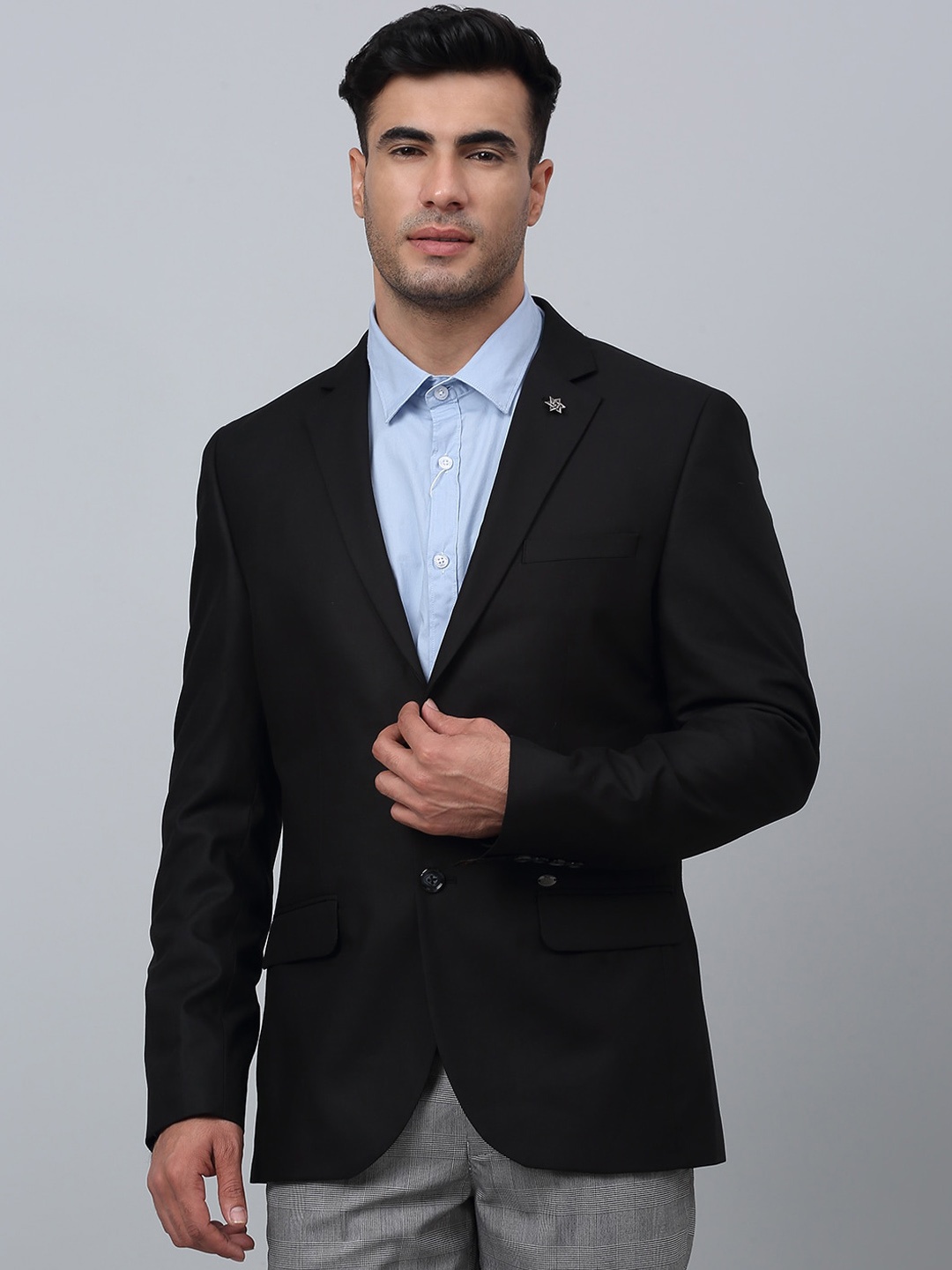 

Cantabil Notched Lapel Single-Breasted Formal Blazer, Black