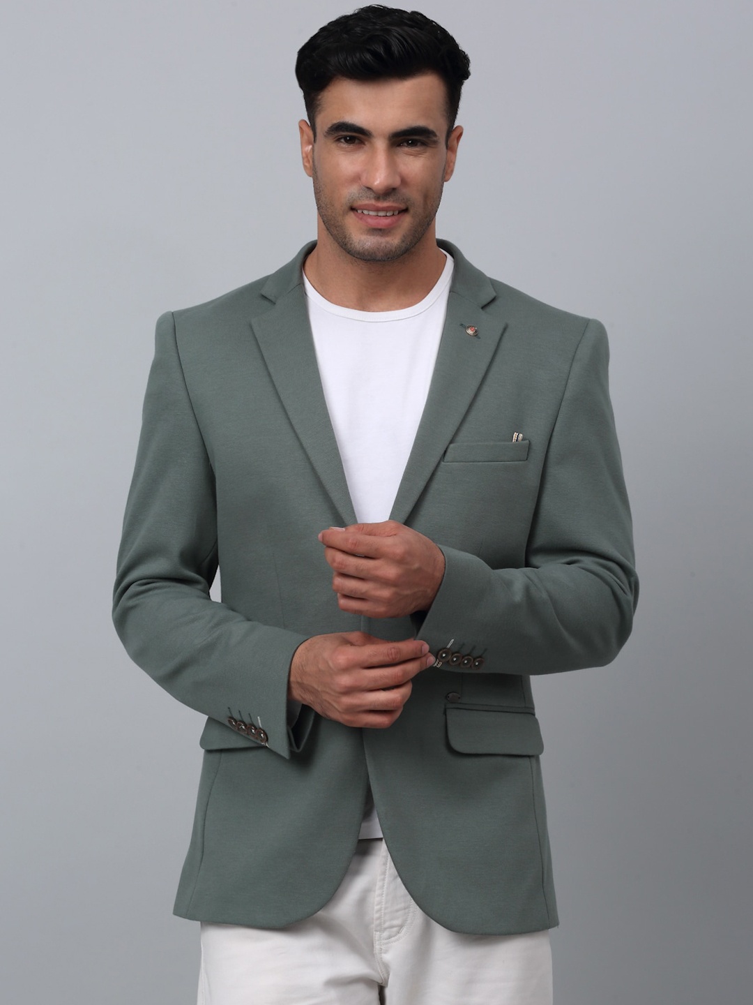 

Cantabil Notched-Lapel Single Breasted Blazers, Green