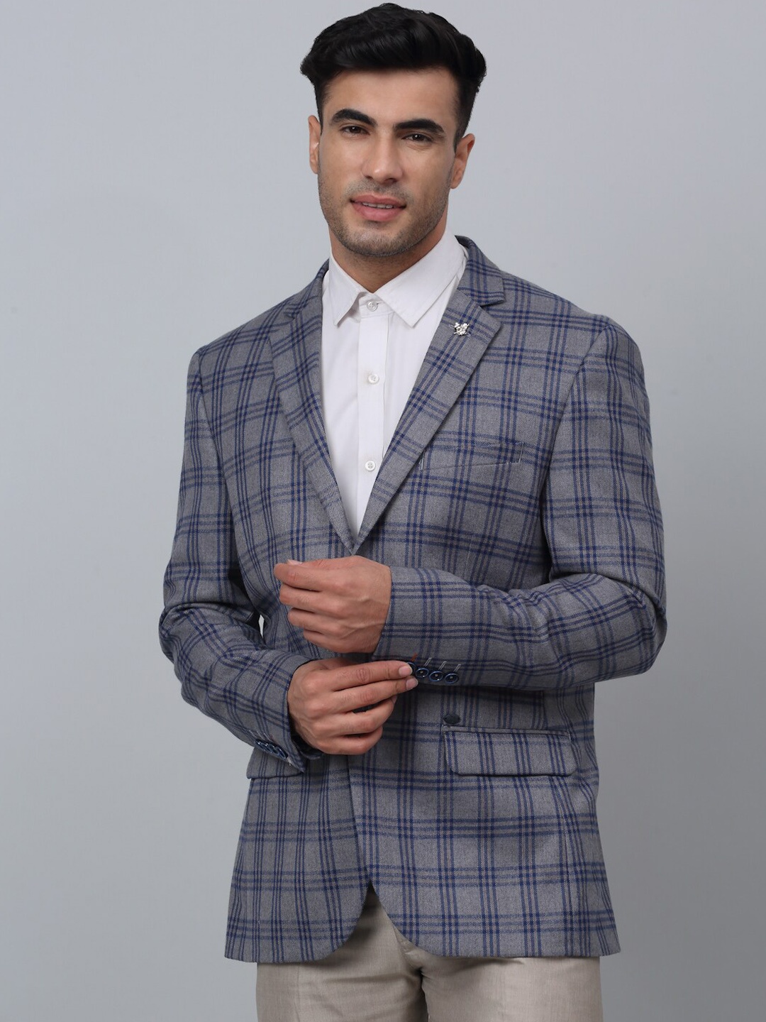 

Cantabil Checked Single Breasted Formal Blazers, Grey