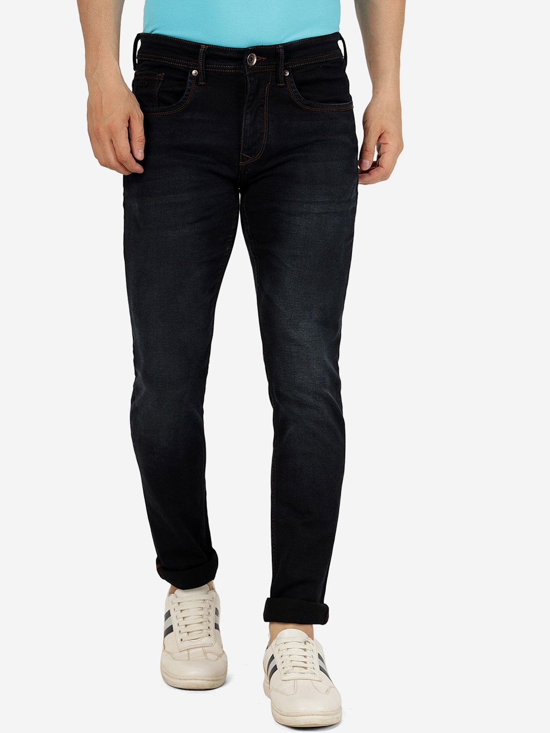 

JADE BLUE Men Slim Fit Light Fade Comfort Cotton Jeans, Navy blue