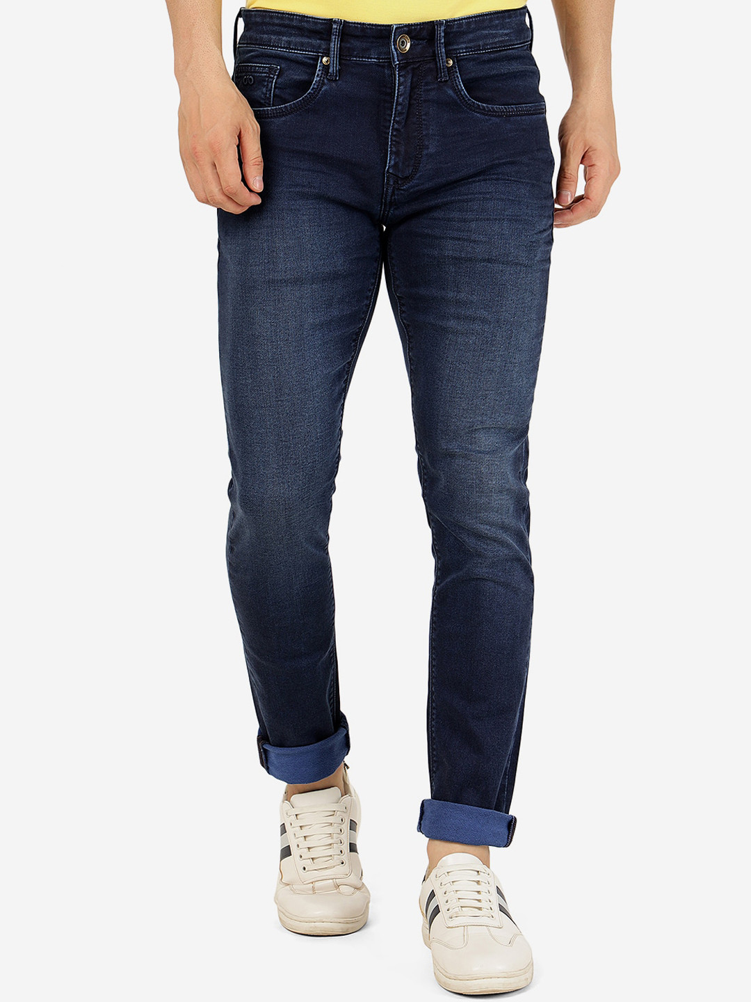 

JADE BLUE Men Mid-Rise Slim Fit Heavy Fade Stretchable Jeans