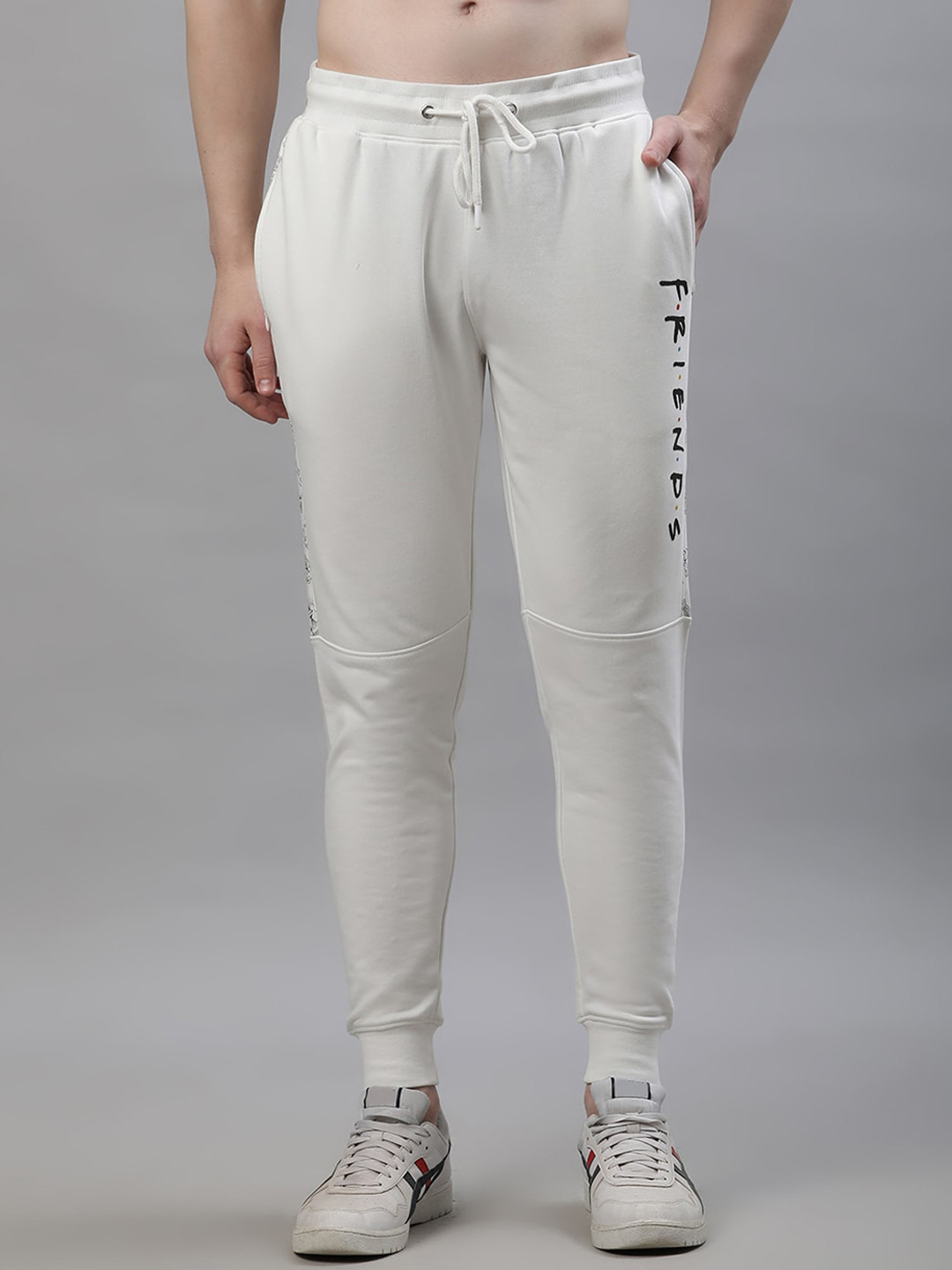 

Free Authority Men Friends Printed Joggers, Off white