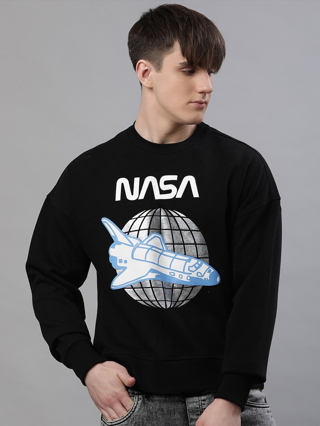 

Free Authority Nasa Printed Loose Fit Sweatshirts, Black