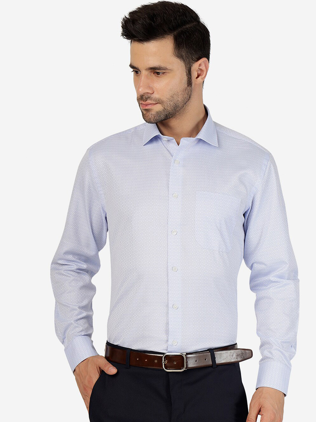 

Greenfibre Micro Ditsy Printed Formal Shirt, Blue