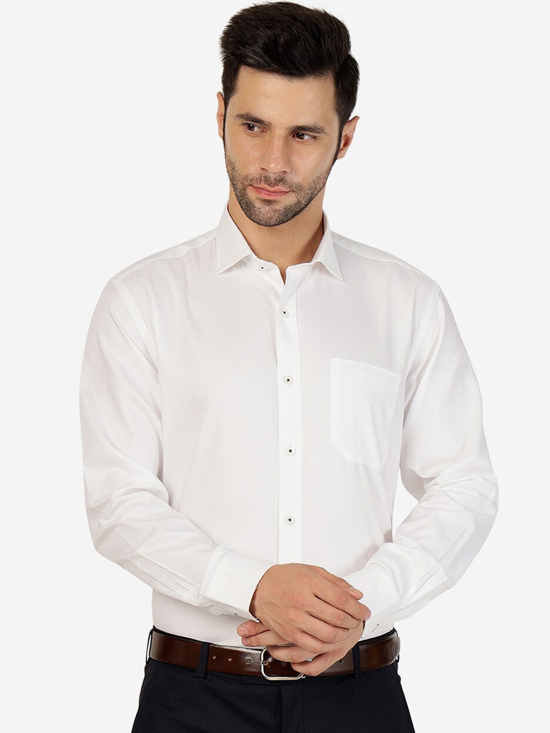 

JADE BLUE Pure Cotton Formal Shirt, White