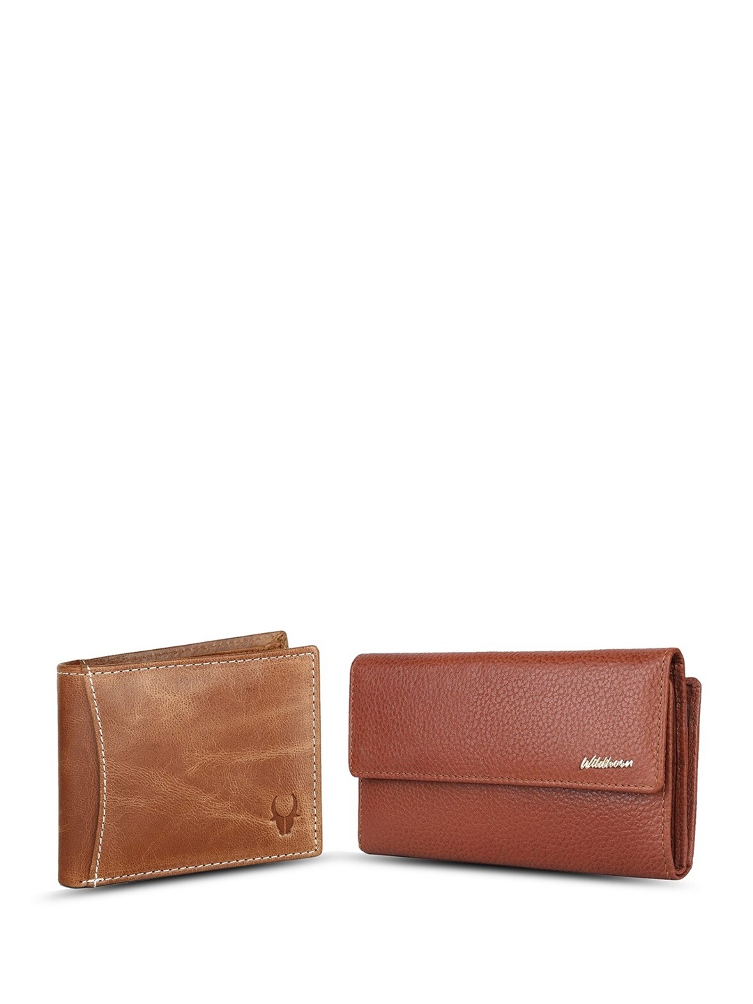 

WildHorn Unisex Set Of 2 Leather Two Fold Wallet, Tan