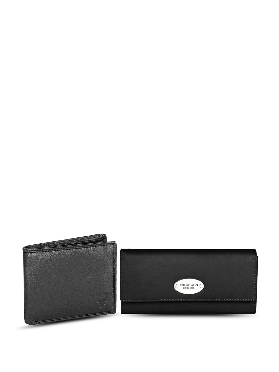 

WildHorn Unisex Set Of 2 Leather Wallet, Black