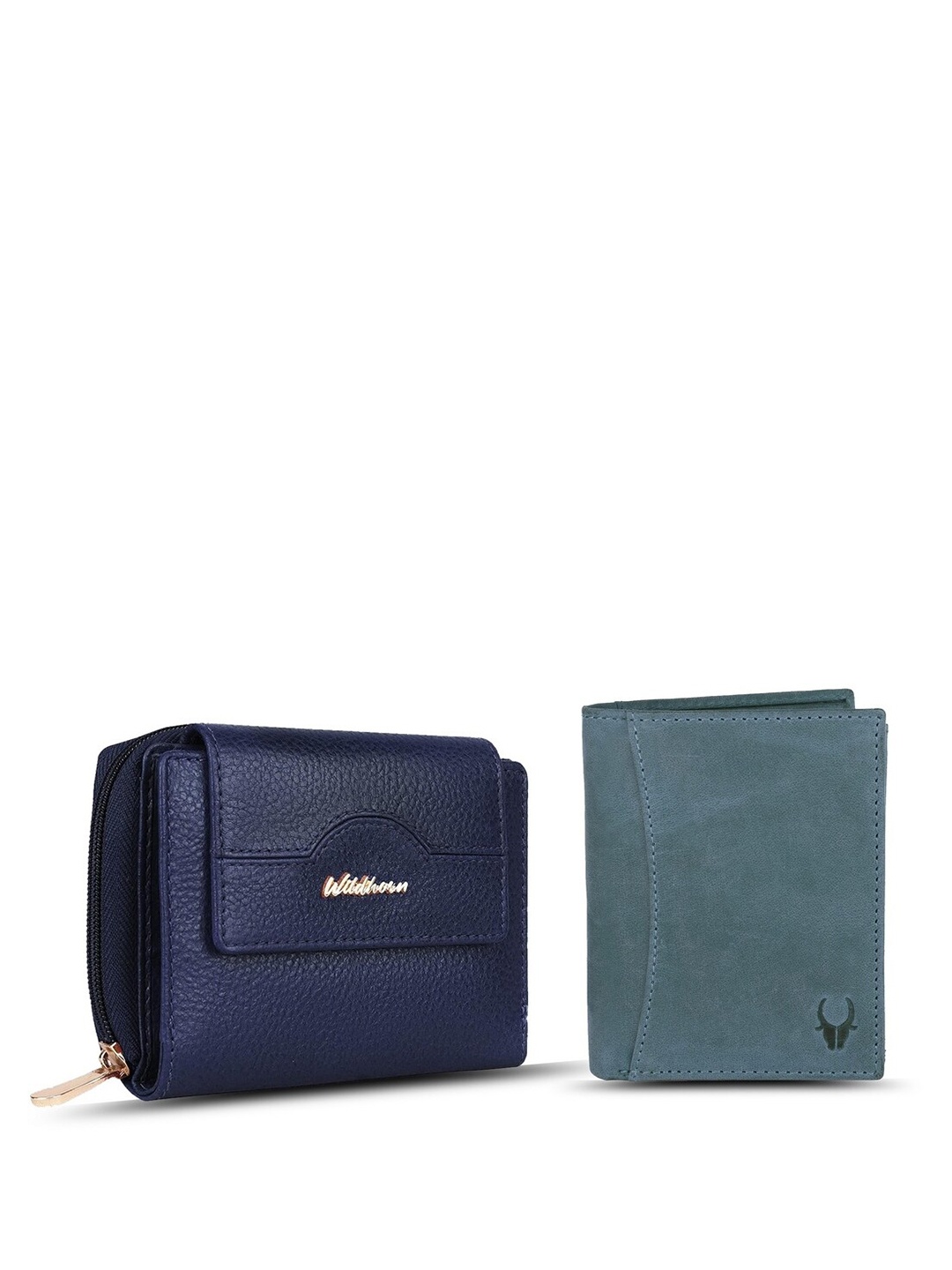 

WildHorn Unisex Set Of 2 Leather Two Fold Wallet, Green