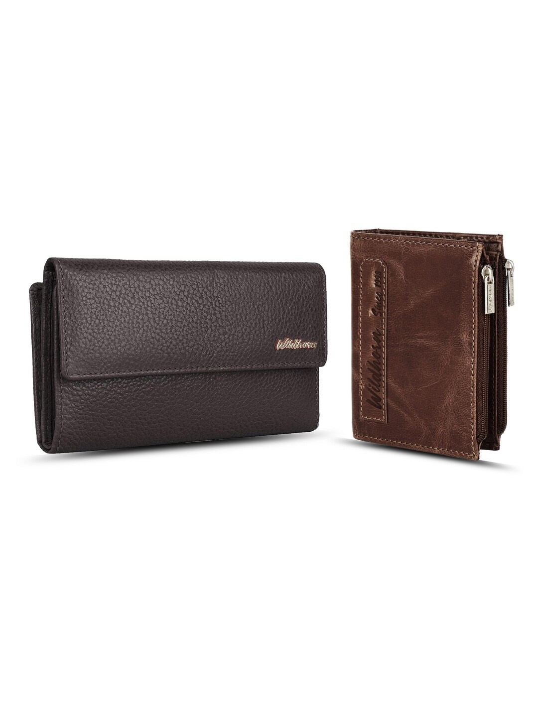 

WildHorn Unisex Set Of 2 Leather Two Fold Wallet, Brown