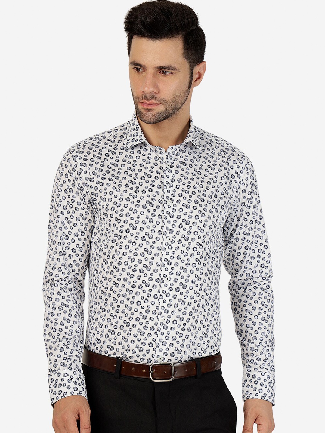 

WYRE Floral Printed Cotton Shirt, Blue