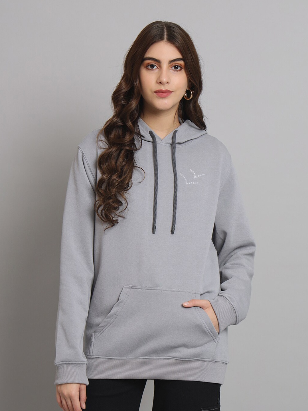 

urSense Hooded Long Sleeves Fleece Oversized Pullover Sweatshirt, Grey