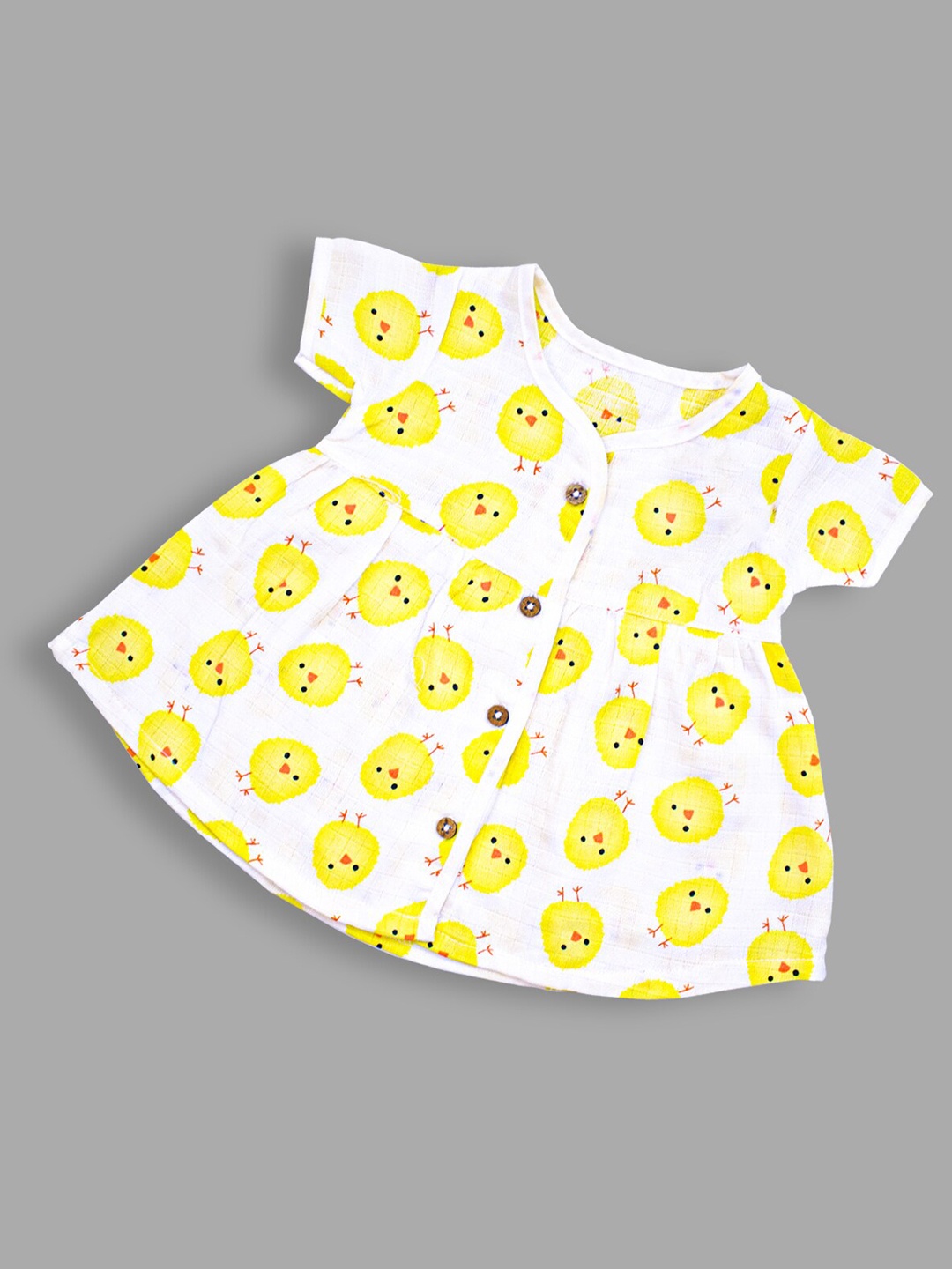 

Born Babies Infant Girls Print Organic Cotton A-Line Dress, White