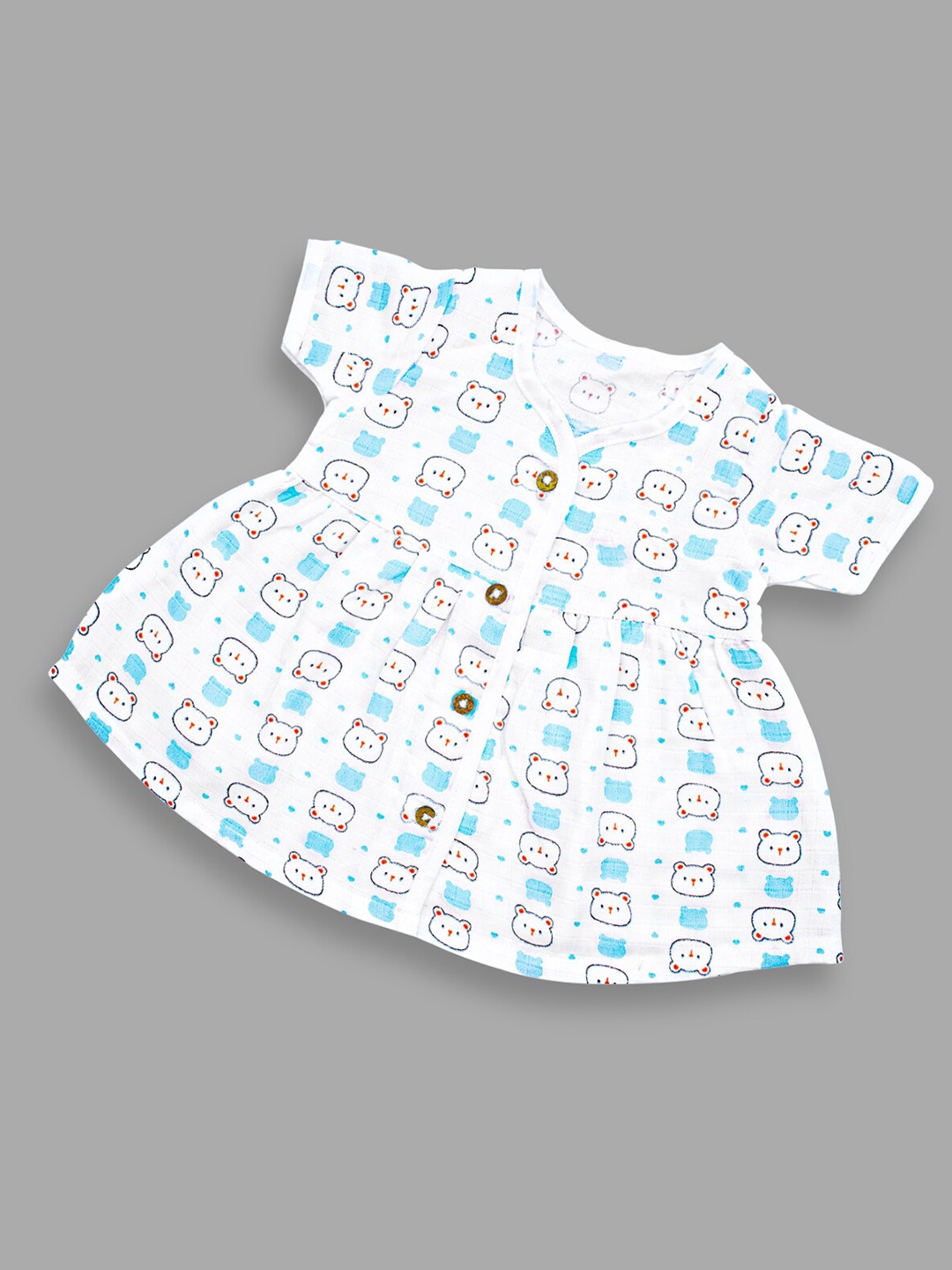 

Born Babies Infant Girls Print Organic Cotton A-Line Dress, White