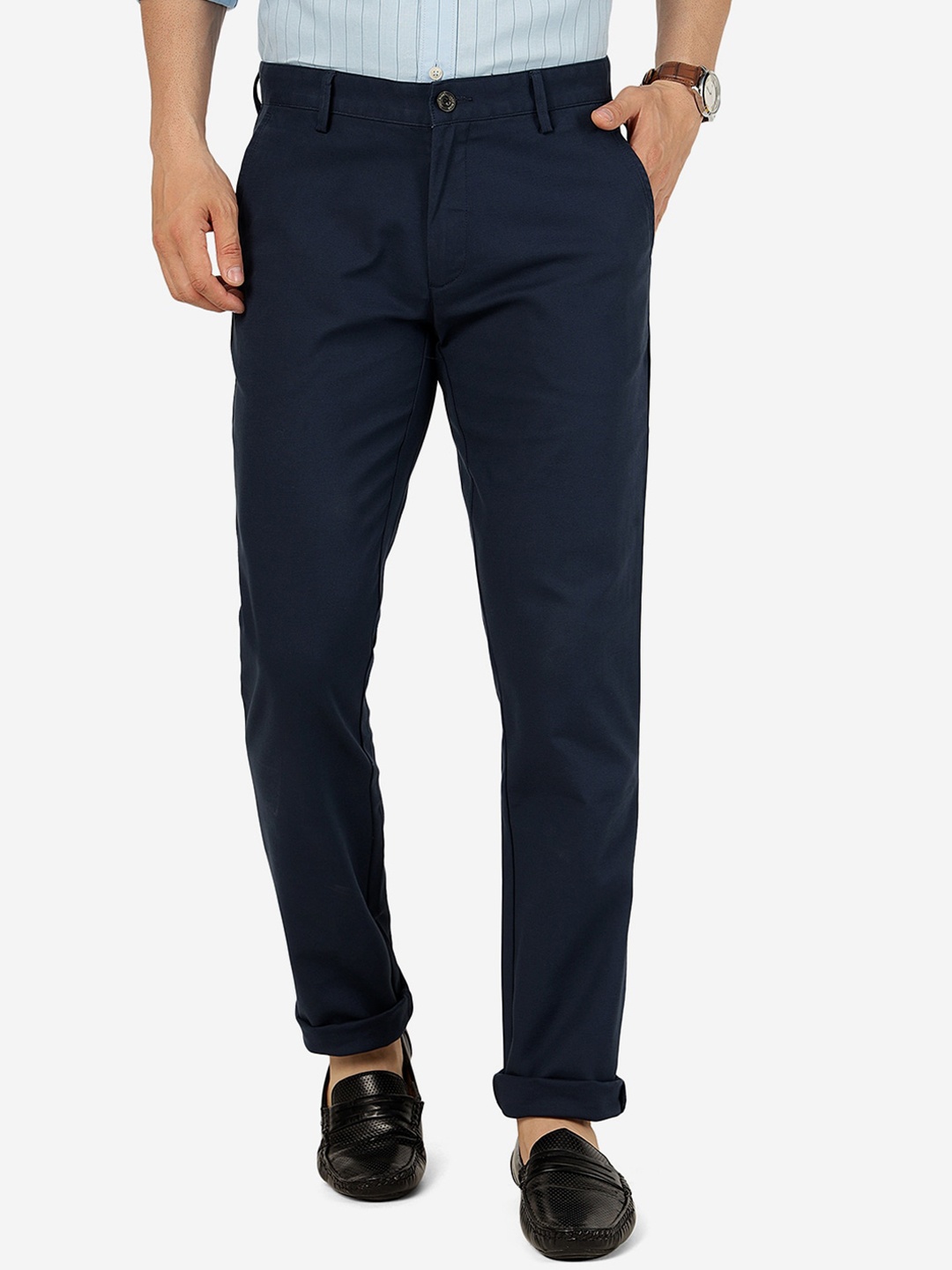 

JADE BLUE Men Slim Fit Pure Cotton Chinos Trousers