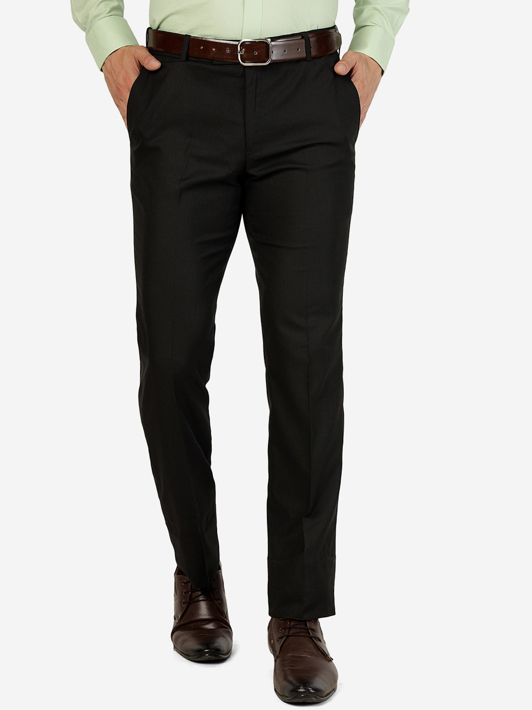 

METAL Men Slim Fit Formal Trousers, Black