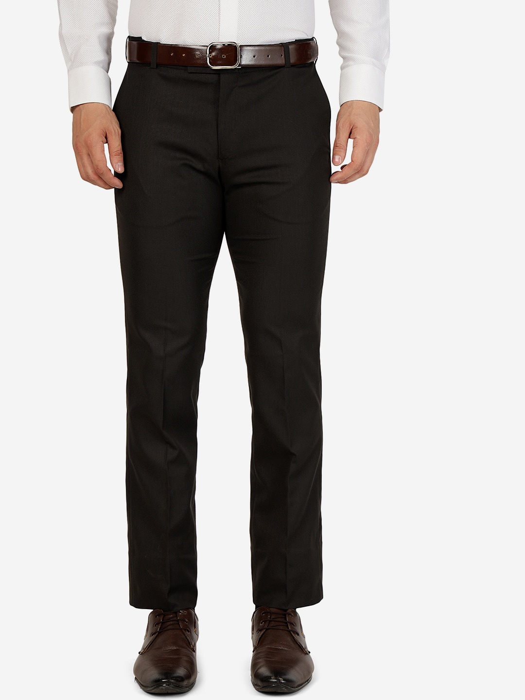 

METAL Men Slim Fit Formal Trousers, Brown