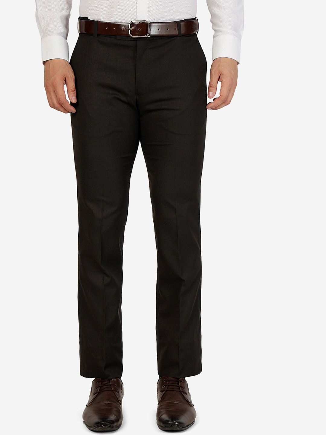

METAL Men Slim Fit Formal Trousers, Brown