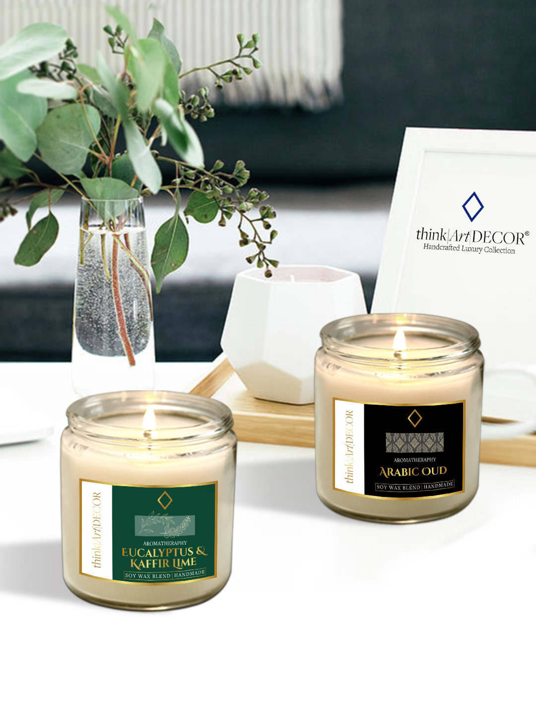 

ThinkArtDecor INCREDIBLE Beige 2 Pcs Aromatherapy Scented Candles With Jar