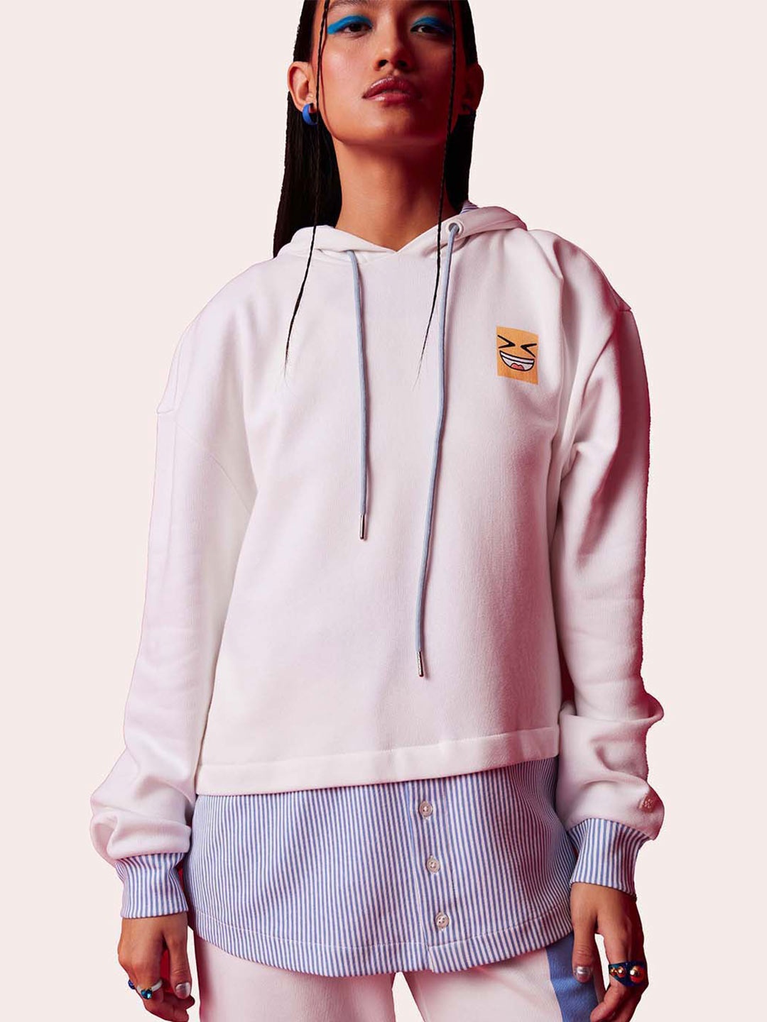 

Muvazo Typography Printed Hooded Fleece Pullover Sweatshirt, Pink
