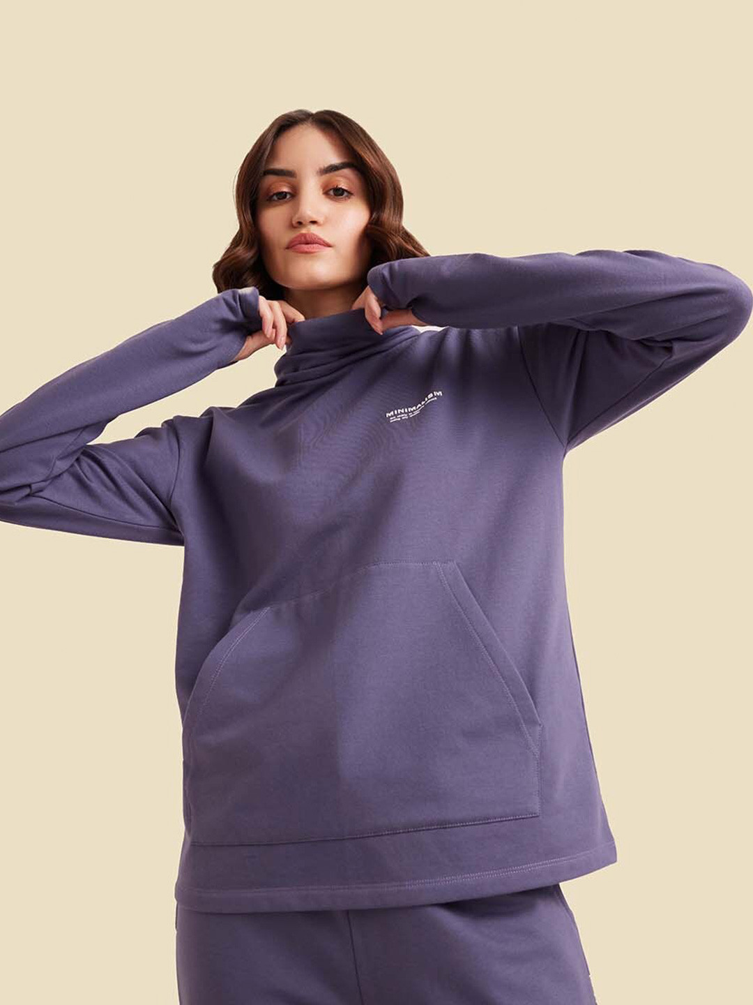 

Muvazo Turtle Neck Fleece Sweatshirt, Violet