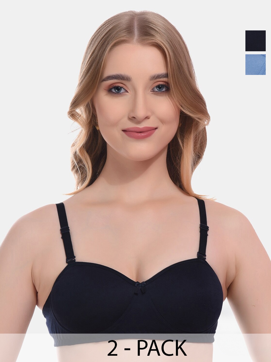 

FUNAHME Full Coverage Lightly Padded Bra All Day Comfort, Navy blue