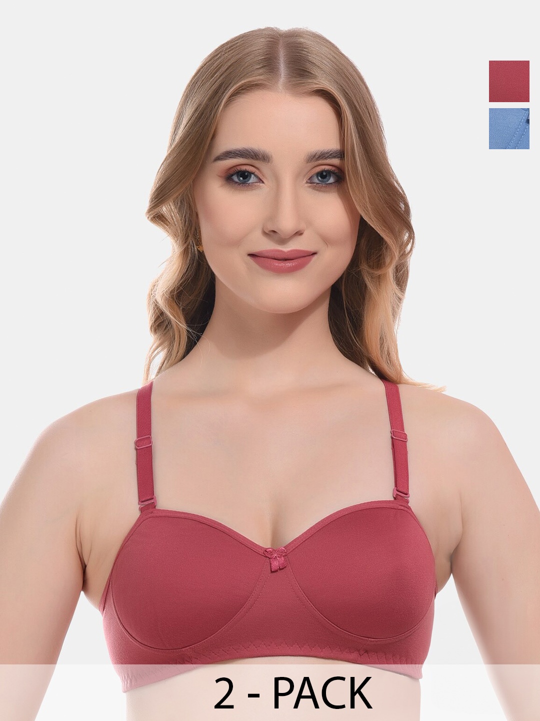 

FUNAHME Full Coverage Lightly Padded Bra All Day Comfort, Pink