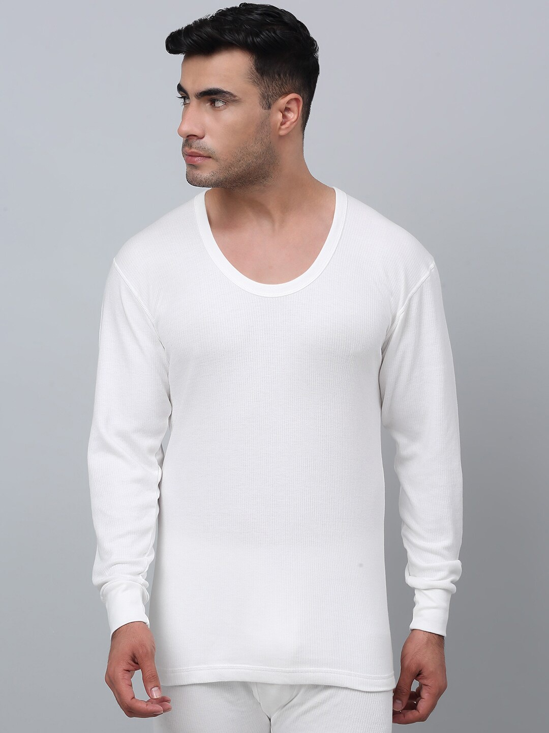 

Cantabil Ribbed Cotton Thermal Top, Off white