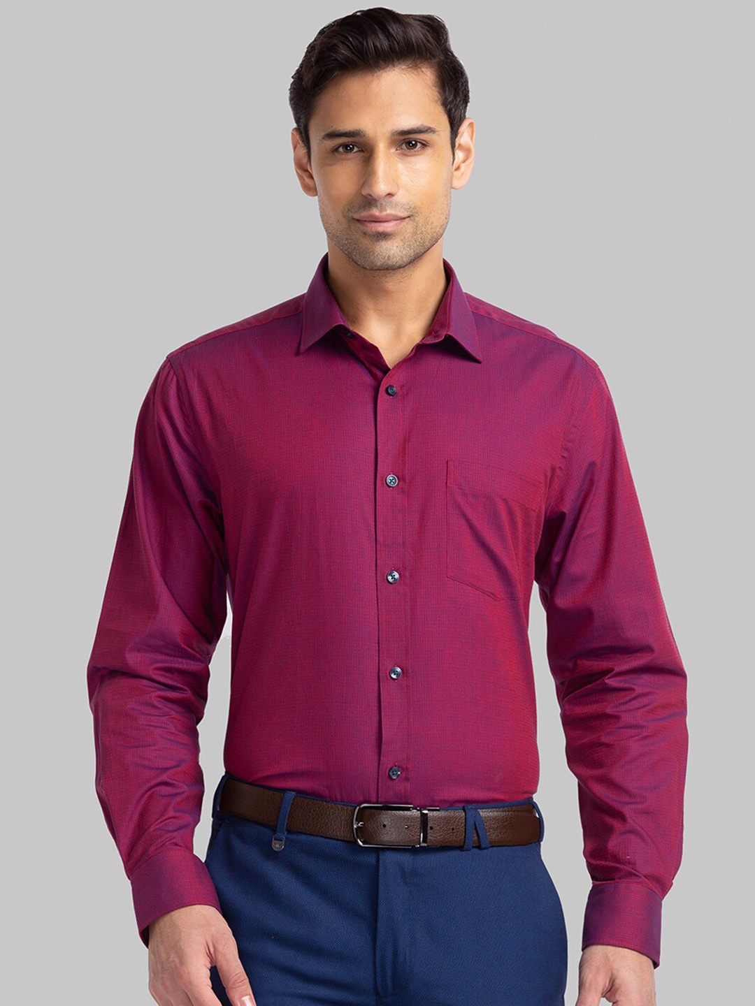 

Park Avenue Spread Collar Cotton Casual Shirt, Maroon