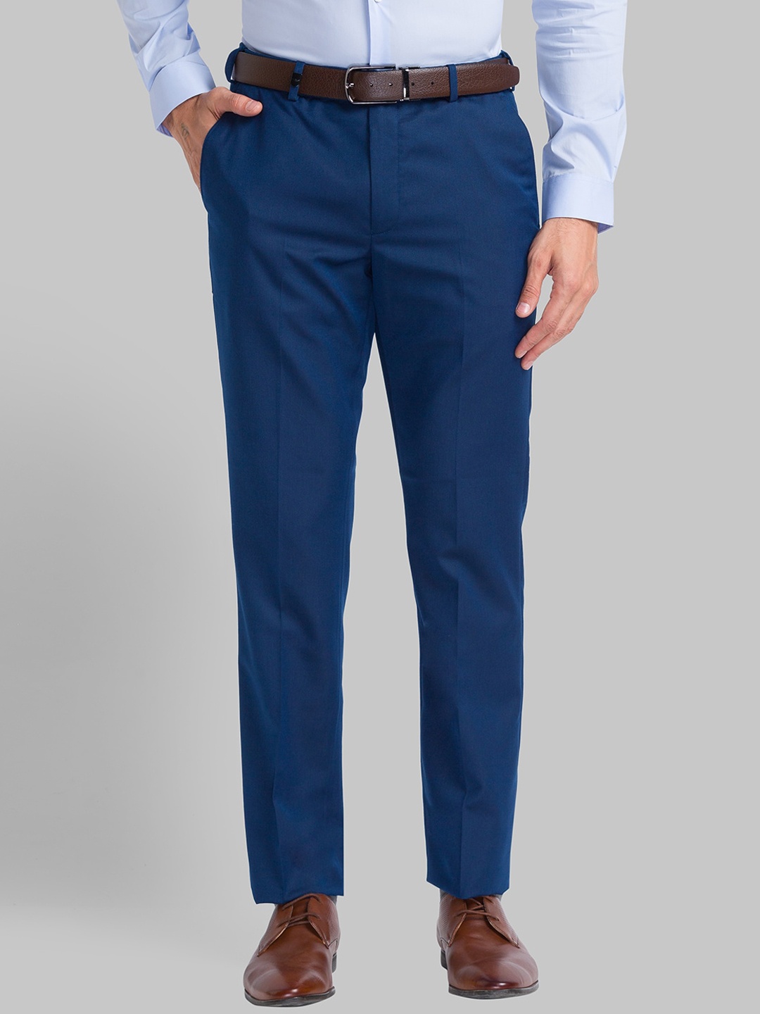 

Park Avenue Men Slim Fit Formal Trousers, Blue