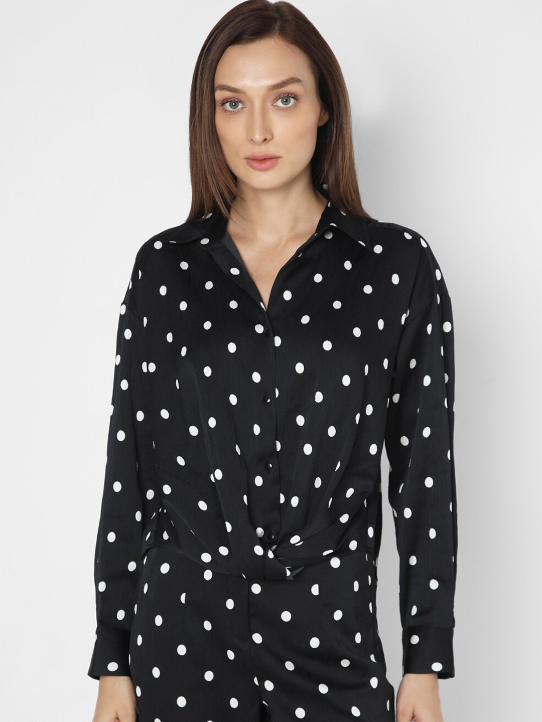 

Vero Moda Polka Dot Printed Oversized Casual Shirt, Black