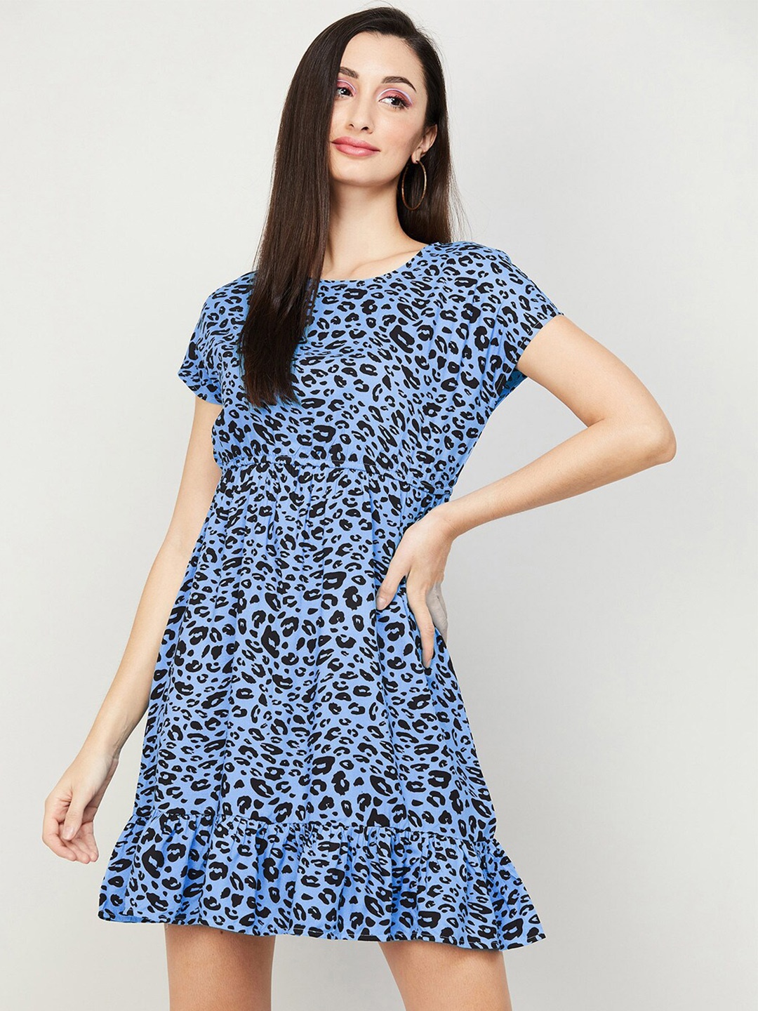 

Fame Forever by Lifestyle Animal Printed A-Line Above Knee Dress, Blue