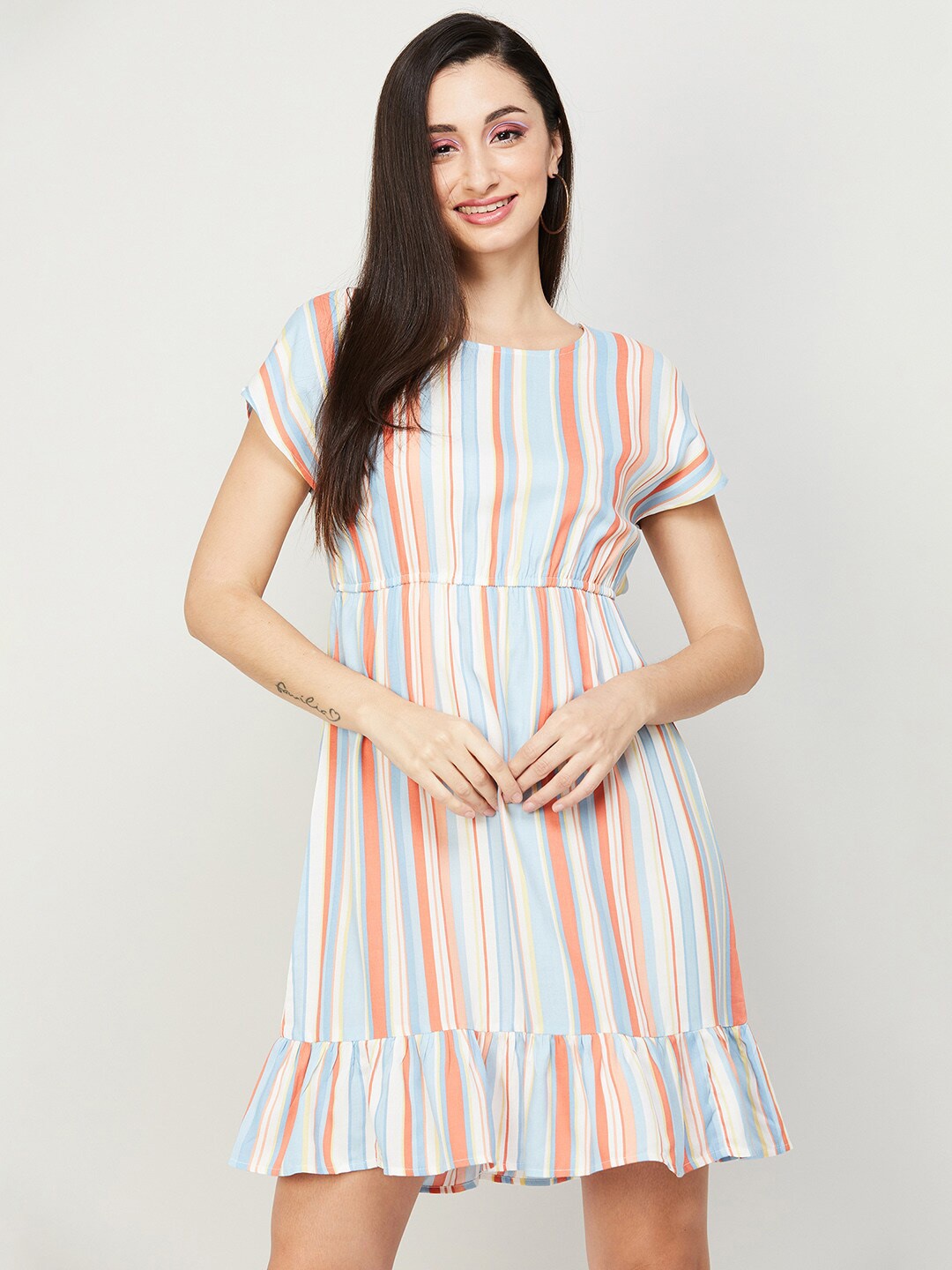 

Fame Forever by Lifestyle Striped A-Line Above Knee Dress, Pink