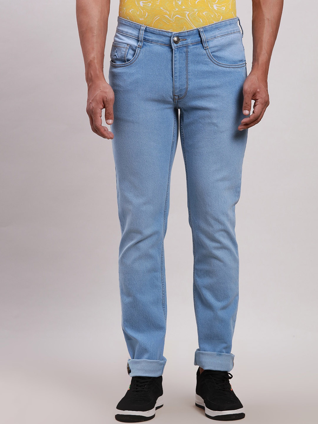 

Parx Men Tapered Fit Clean Look Low-Rise Stretchable Jeans, Blue