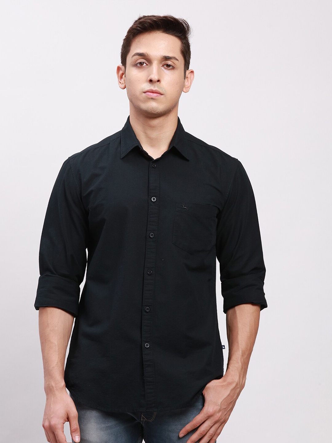 

Parx Slim Fit Cotton Casual Shirt, Black