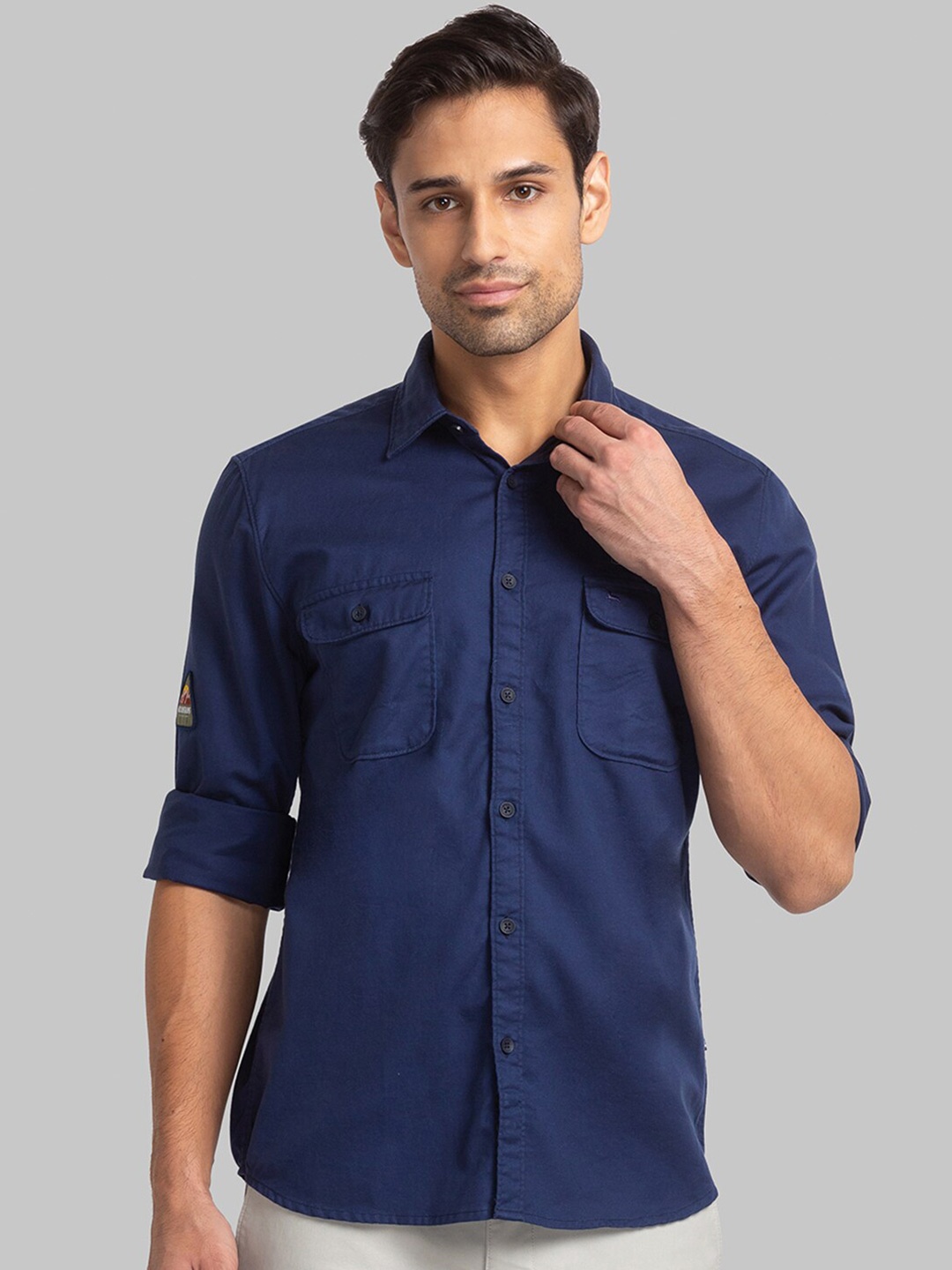 

Parx Slim Fit Cotton Casual Shirt, Blue