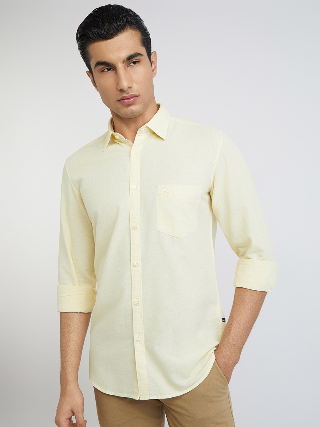 

Parx Slim Fit Cotton Casual Shirt, Yellow