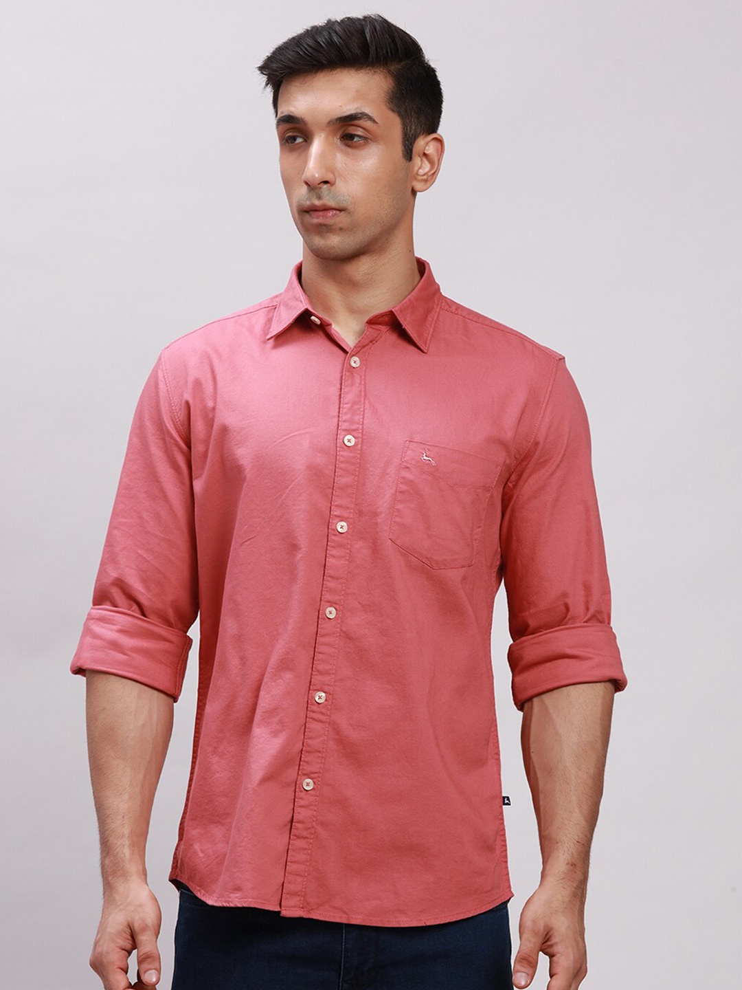 

Parx Cotton Slim Fit Casual Shirt, Coral