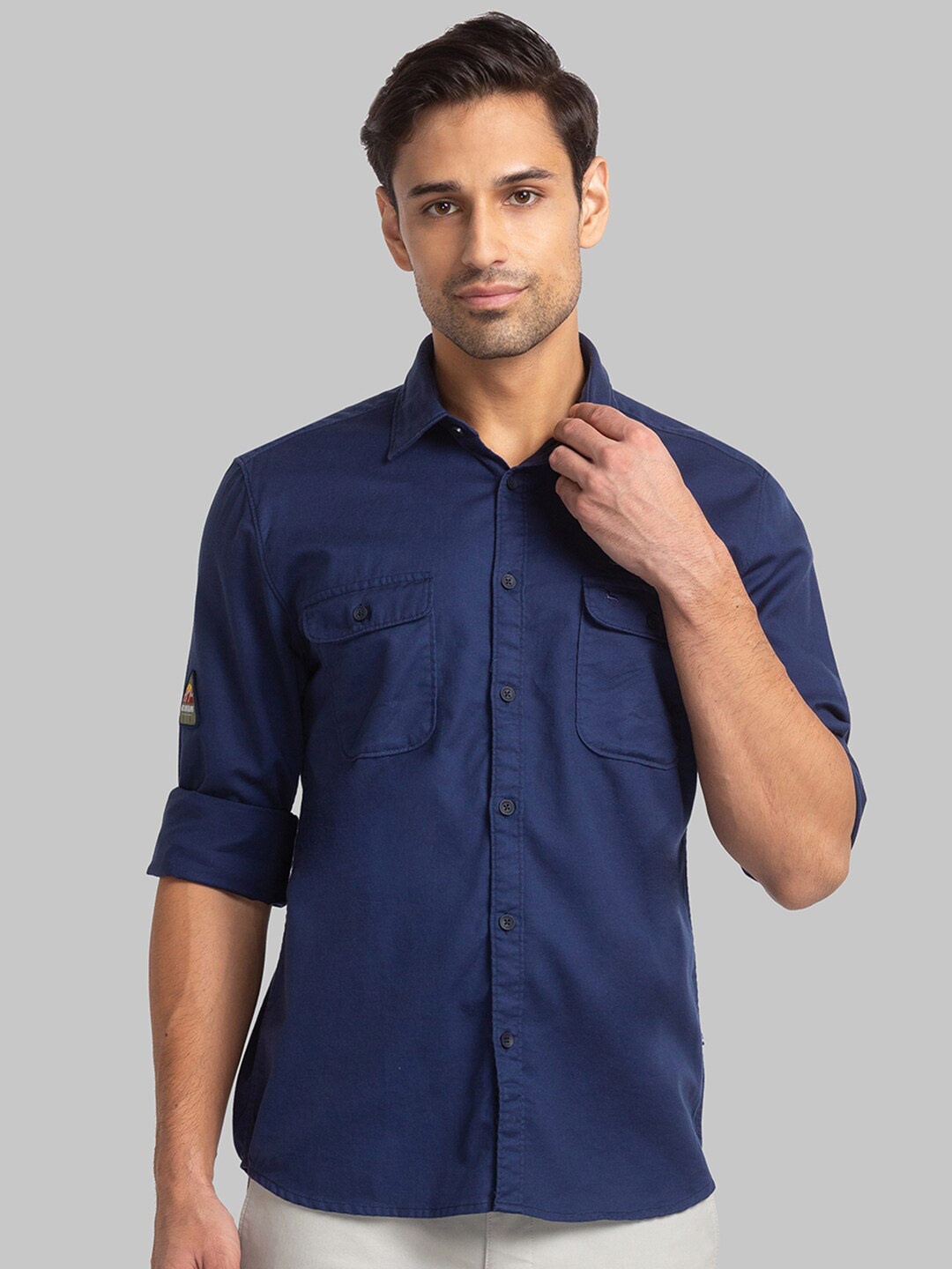 

Parx Slim Fit Cotton Casual Shirt, Blue