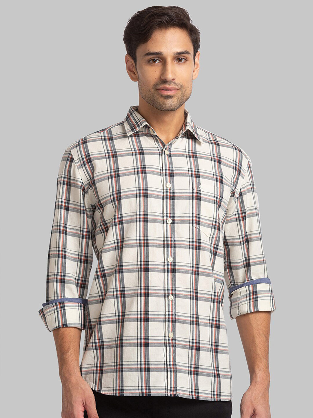 

Parx Slim Fit Checked Casual Shirt, White