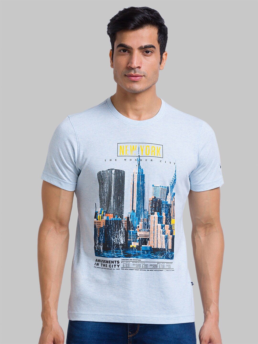 

Parx Graphic Printed Cotton T-shirt, Blue