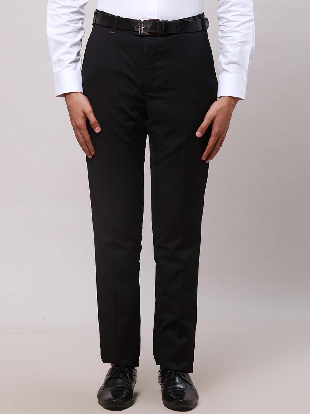 

Raymond Men Mid-Rise Formal Trousers, Black