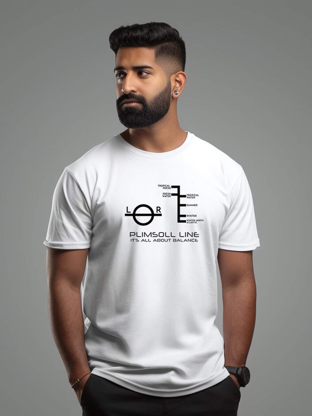 

Aero Armour Unisex Plimsoll Line Typography Printed Pure Cotton T-Shirt, White